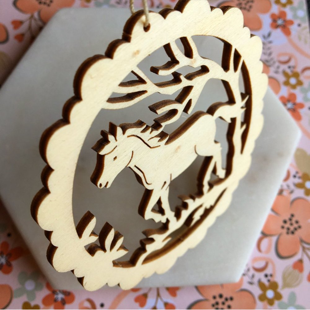 Horse wooden ornament